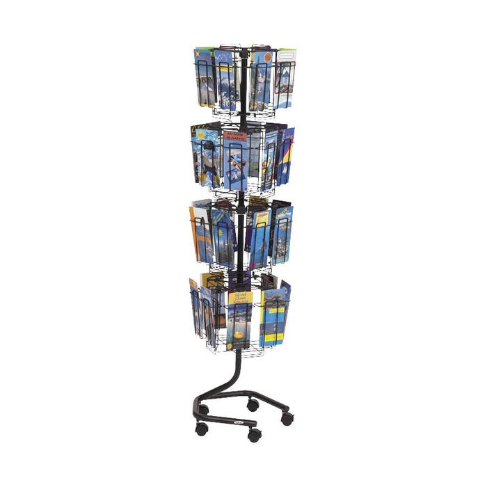 Safco Mobile Rotary Wire Brochure Display Rack 32 Compartment, 60 x 15 x 15 Inches, Charcoal