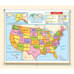 Nystrom Early Learning United States Physical Wall Map on Roller with Backboard, Item Number 1398246