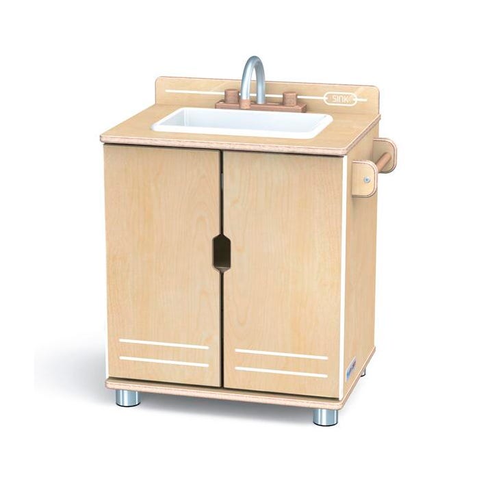 Jonti-Craft TrueModern Play Kitchen Sink, Baltic Birch, Aluminum Feet, 22 x 15 x 25 Inches, White