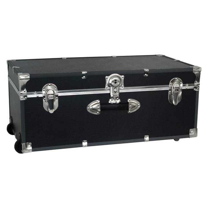 Seward Collegiate Collection Footlocker Trunk with Wheels, 30 Inches, Black