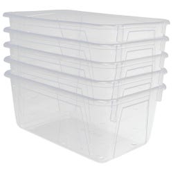 School Smart Storage Bin, 7-7/8 x 12-1/4 x 5-3/8 Inches, Translucent, Pack of 5 1594741