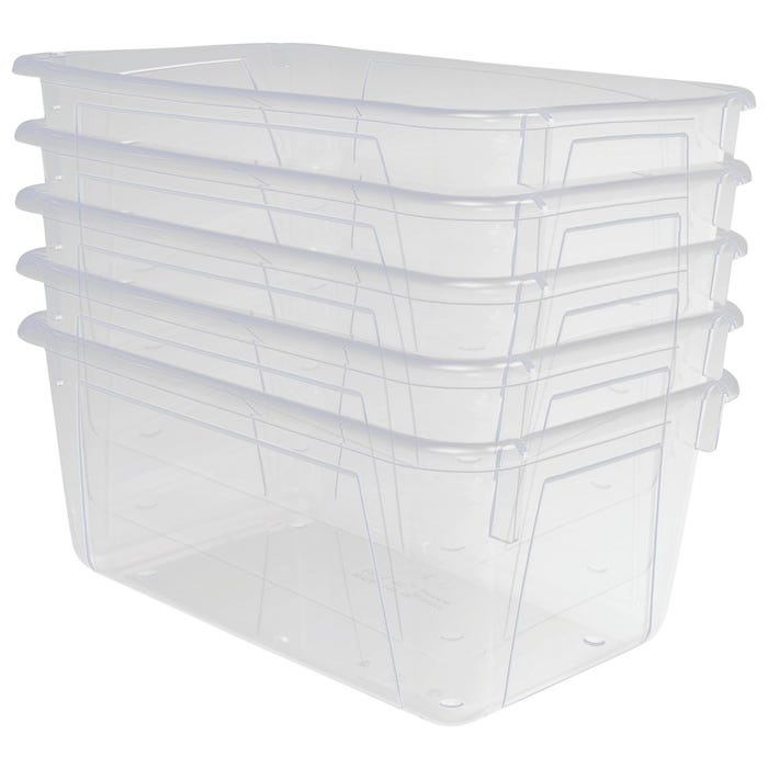 School Smart Storage Bin, 7-7/8 x 12-1/4 x 5-3/8 Inches, Translucent, Pack of 5