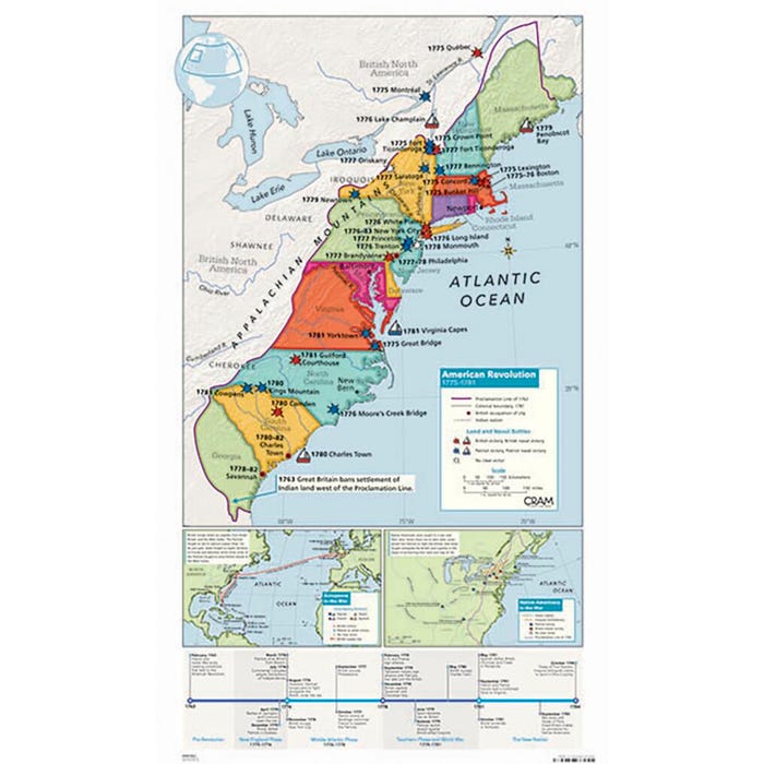 Cram American Revolution Map, 32 x 54 inches