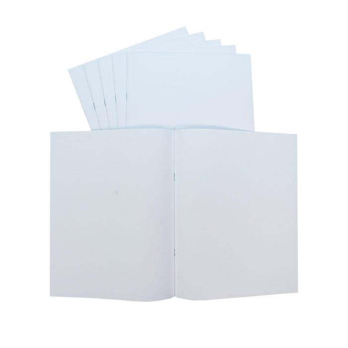 School Smart Bright Blank Books, 8-1/2 x 11 Inches, White, 12 Sheets, Pack of 6