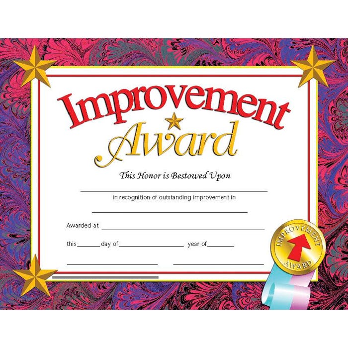 Hayes Improvement Certificate, 11 x 8-1/2 inches, Paper, Pack of 30