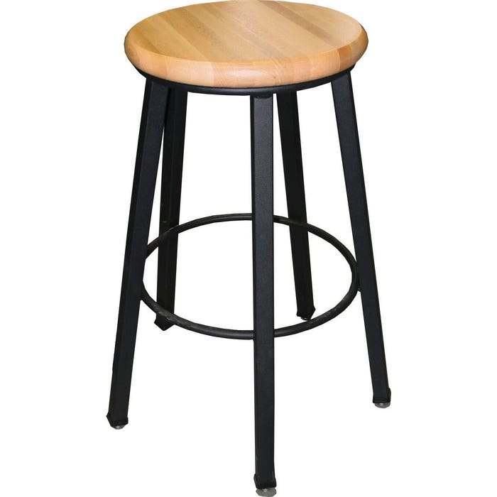 Wisconsin Bench 5-Leg Fixed Height Fully Welded Square Tube Stool, 18 in Seat, Hardwood Seat