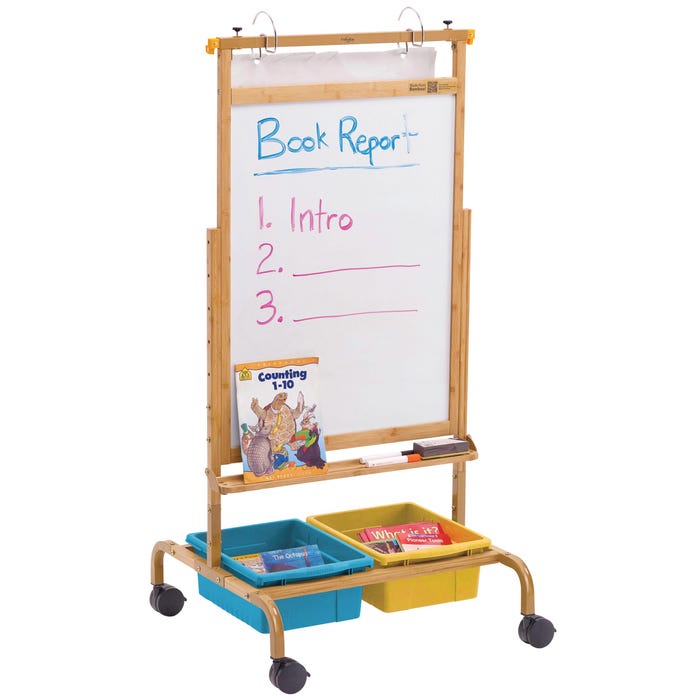 Copernicus Bamboo Deluxe Chart Stand with Vibrant Tub Combo, 28 x 27 x 54 to 72 Inches