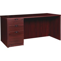 Lorell Prominence Laminate Desk, Full Left Pedestal, 66 x 30 x 29 Inches, Mahogany