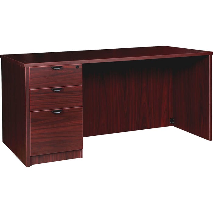 Lorell Prominence Laminate Desk, Full Left Pedestal, 66 x 30 x 29 Inches, Mahogany