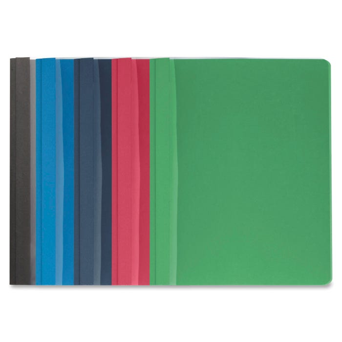 Business Source Clear Front Report Covers, 8-1/2 x 11 Inches, 1/2 Inch Sheet Capacity, Assorted Colors, Pack of 25