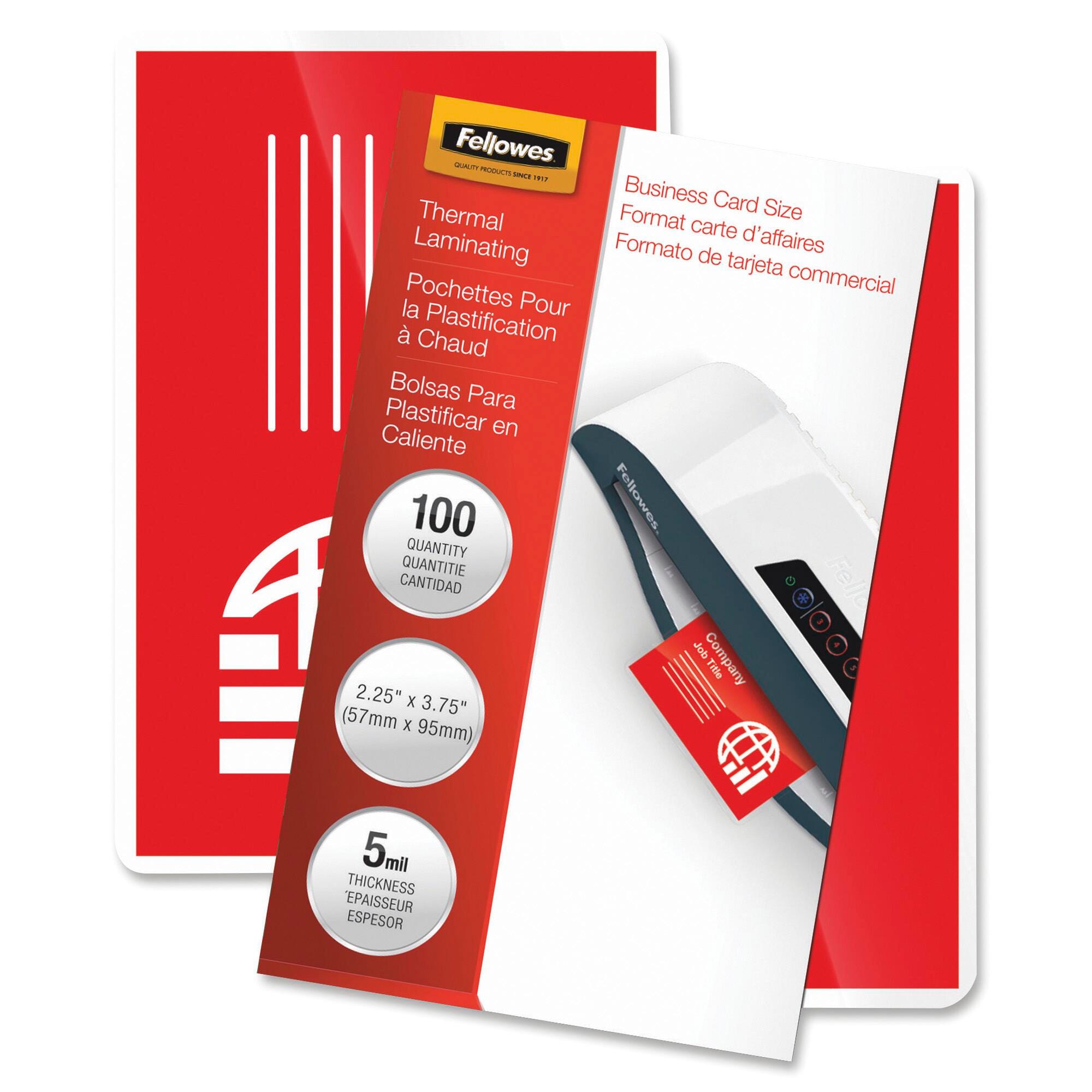 Fellowes Laminating Pouch, 5 mil Thickness, Clear, Pack of 100, Item Number 1102891