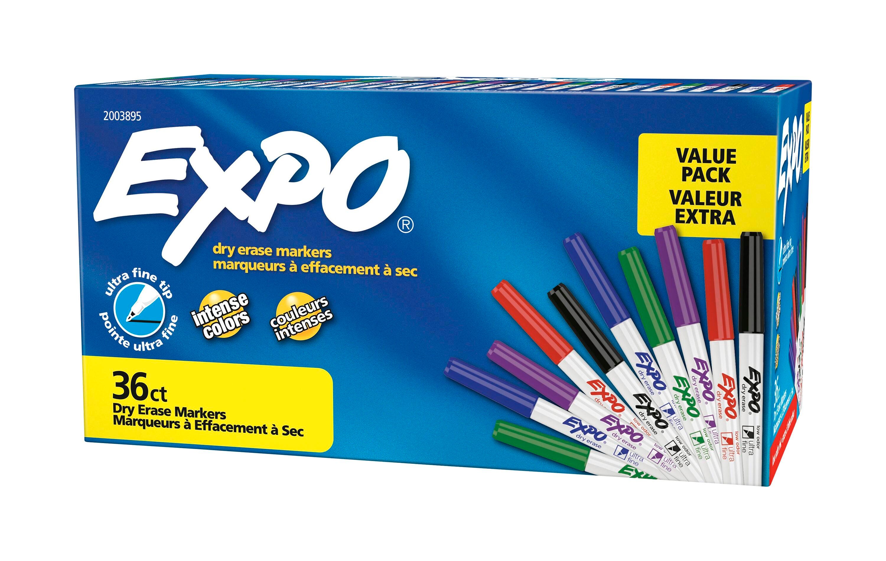 EXPO Low Odor Dry Erase Markers, Ultra Fine Tip, Assorted Colors, Pack of 36 1593237