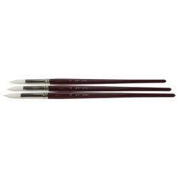 Sax Optimum White Synthetic Taklon Paint Brushes with Long Handles, Round Type, Size 10, Set of 3 1567535