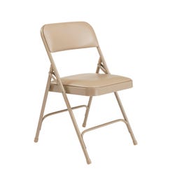 National Public Seating 1200 Premium Folding Chair, Vinyl, 18 ga Steel Frame, French Beige, Set of 4, Item Number 2051309