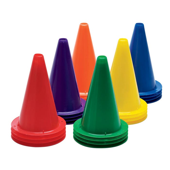 FlagHouse Lightweight Stacking Cones, 8 Inches, Assorted Colors, Set of 24