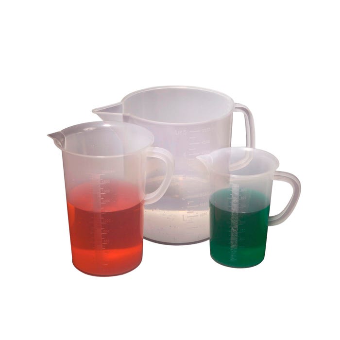 United Scientific Tall Form Beakers with Handles, Polypropylene, 250 Milliliters, Pack of 12