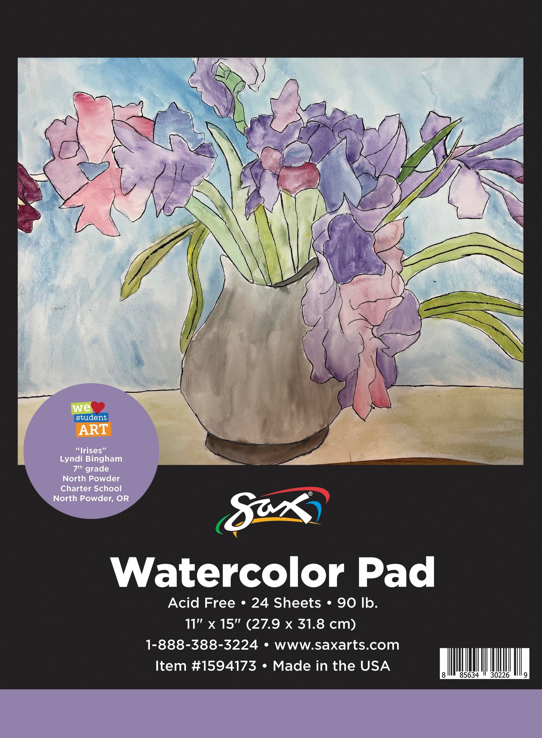 Sax Watercolor Pad, 90 lb, 11 x 15 Inches, White, 24 Sheets Item Number 1594173