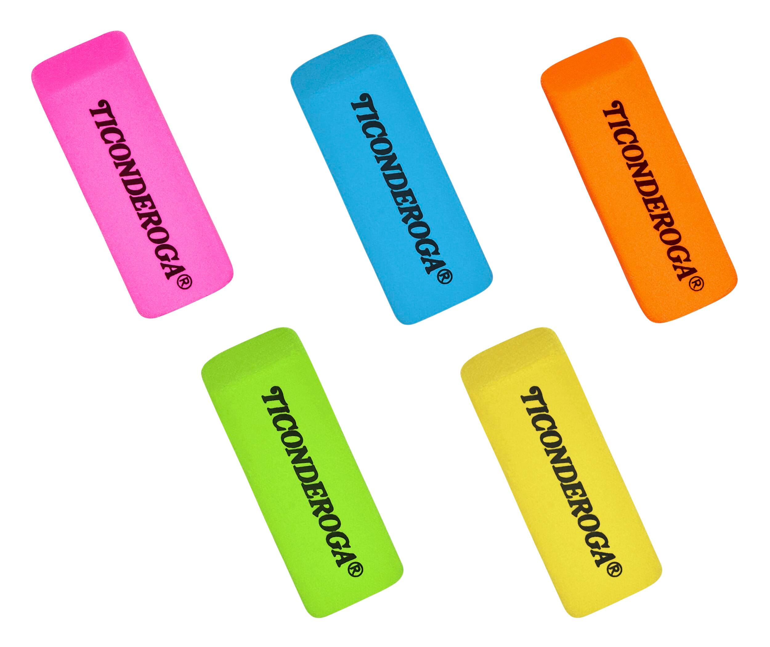 Ticonderoga Neon Erasers, Assorted Colors, Pack of 30 2104450