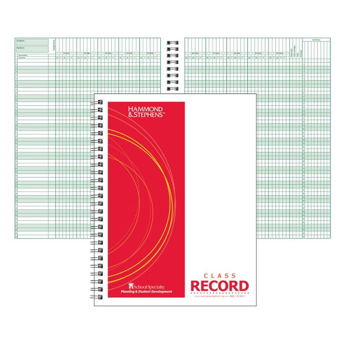 Hammond & Stephens Class Record Book - PolyIce Cover, 8-1/2 X 11 Inches, 50 Students, 9/10 Week, White/Green