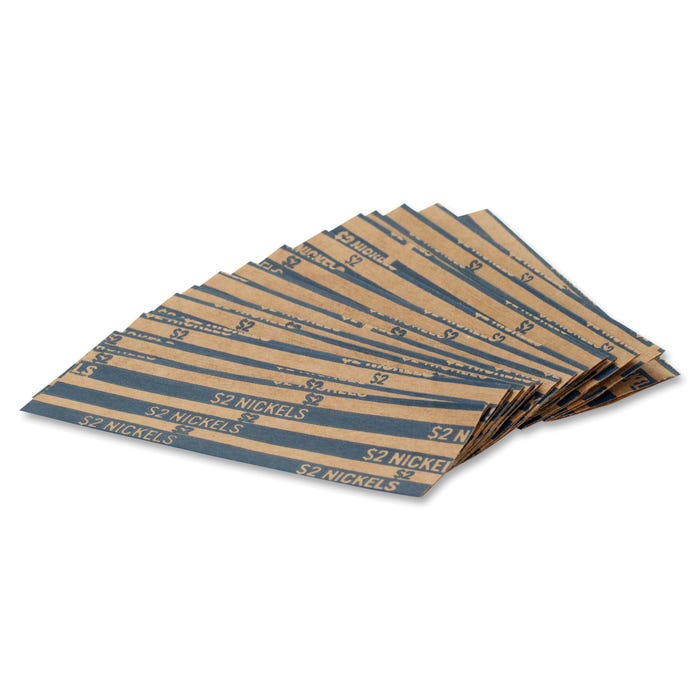 Coin-Tainer Flat Coin Wrappers, Nickels, Blue, 1000 Per Box