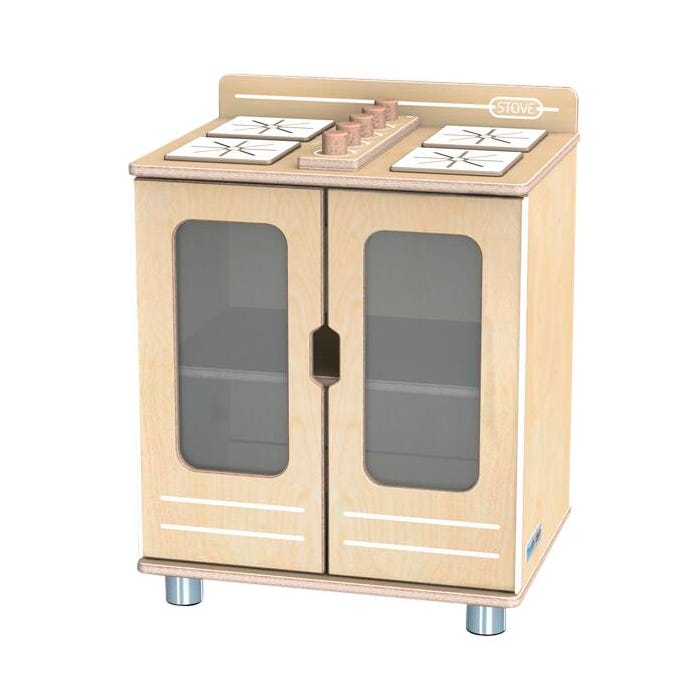 Jonti-Craft TrueModern Play Kitchen Stove, Baltic Birch, Aluminum Feet, 20 x 15 x 25 Inches