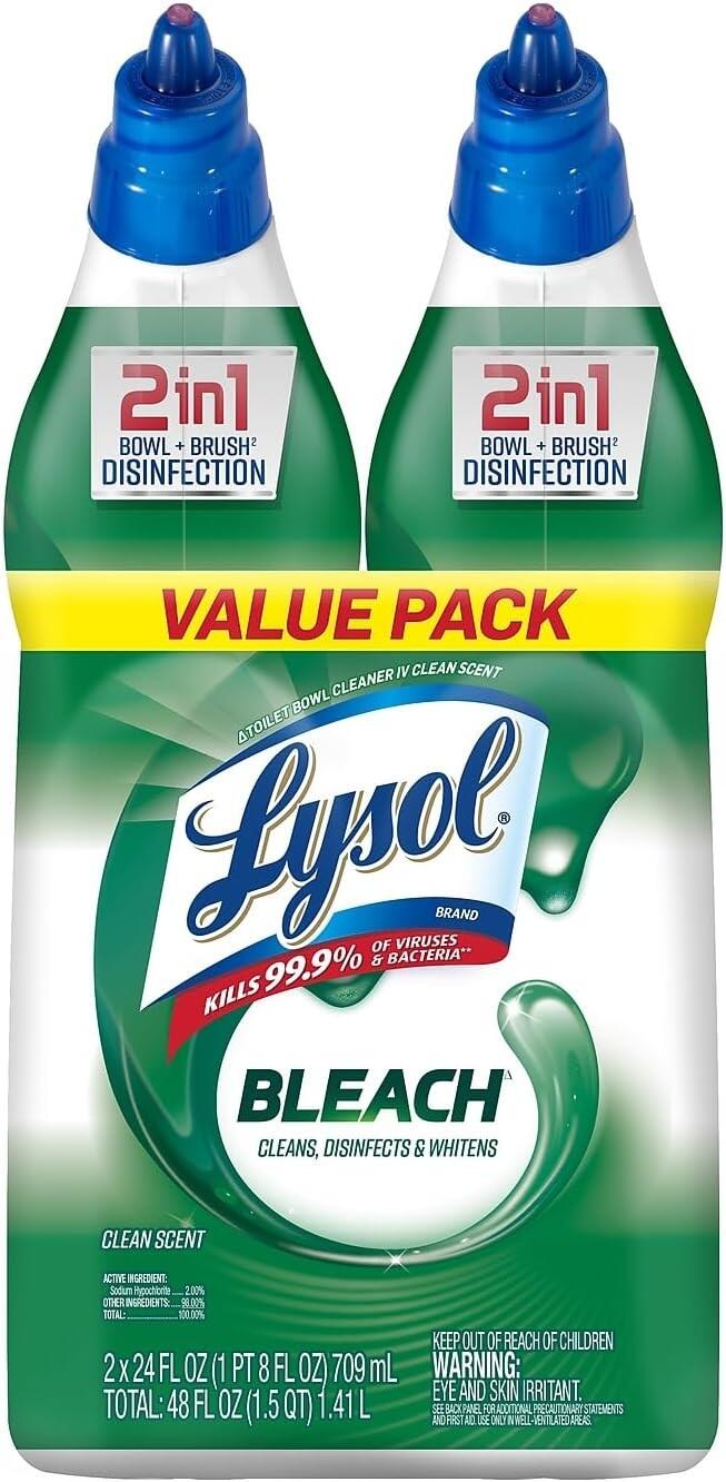Lysol Toilet Bowl Cleaner with Bleach, 24 Ounce, 2 Twin Packs 2214952