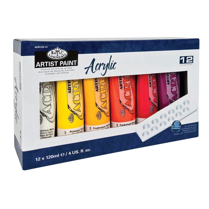 Royal & Langnickel Artist Acrylic Paint Set, 4 Ounces, Assorted Color, Set of 12