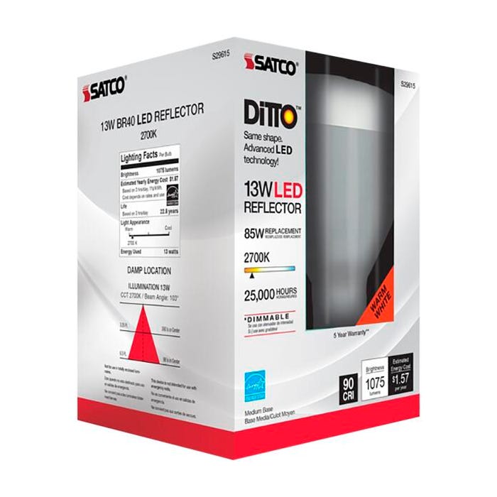 Satco 13 Watt BR40 LED 2700K Bulb