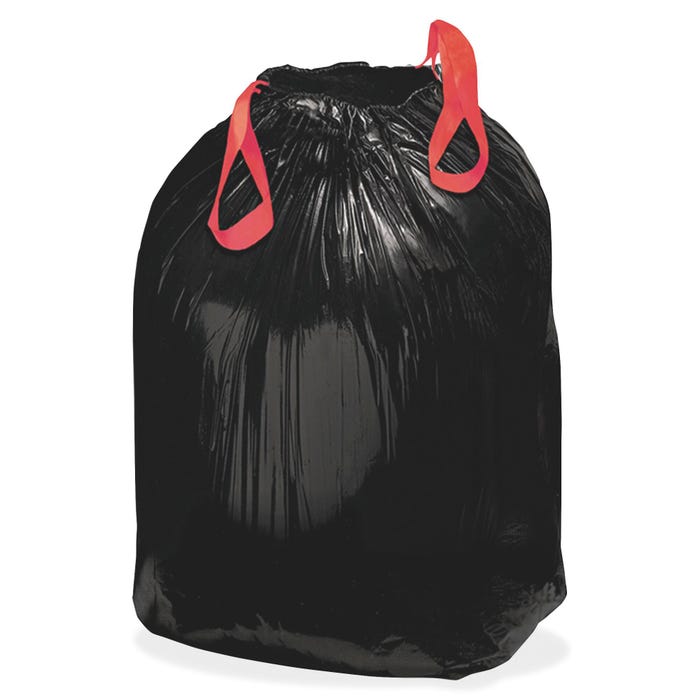 Webster Industries Draw'n Tie Drawstring Trash Can Liners, 33 Gallon, Black, Pack of 150