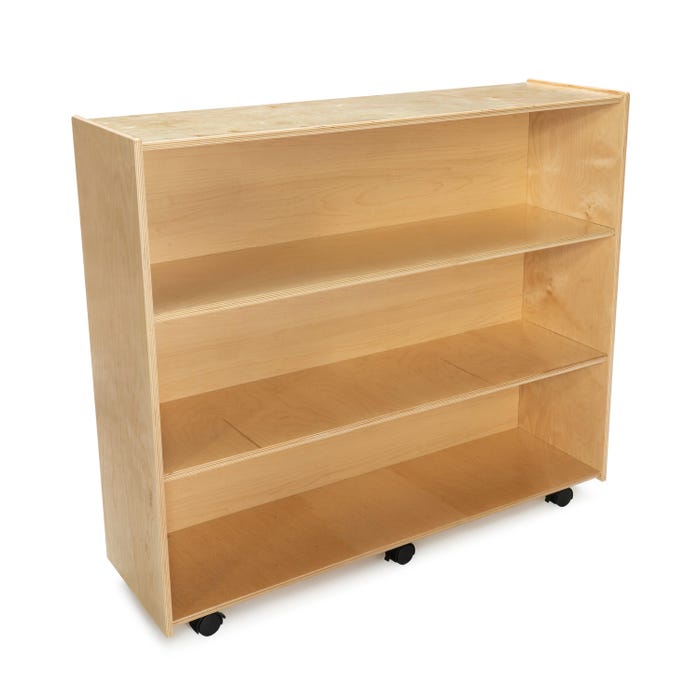 Childcraft Mobile Open Shelving Unit for Classrooms, 3 Shelves, Wooden, 47-3/4 x 14-1/4 x 42 Inches