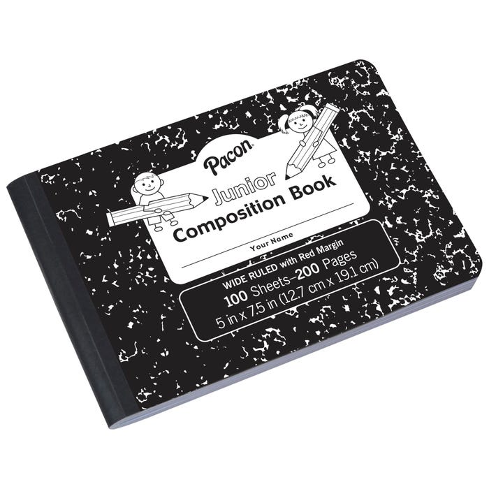Pacon Junior Composition Book, 5 x 7-1/2 Inches, 3/8 Inch Ruled, 100 Sheets