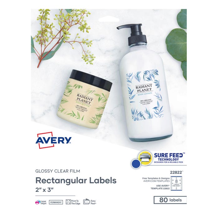 Avery Rectangle Labels, 2 x 3 Inches, Clear Gloss, Pack of 80