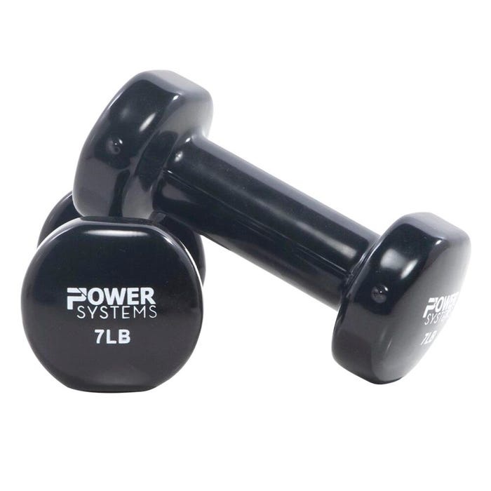 Power System Deluxe Vinyl Dumbbells, 7 Pounds, Black, Pair