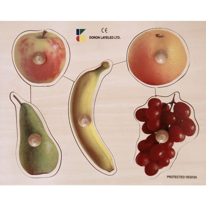 Edushape Large Knob Puzzle, Fruits Theme, 5 Pieces