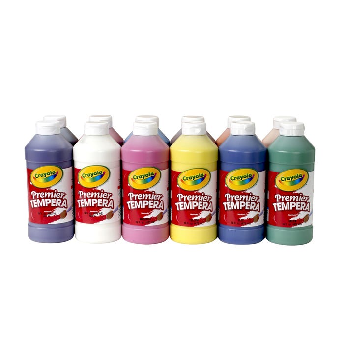 Crayola Premier Tempera Paint, Pint Bottles, Assorted Colors, Set