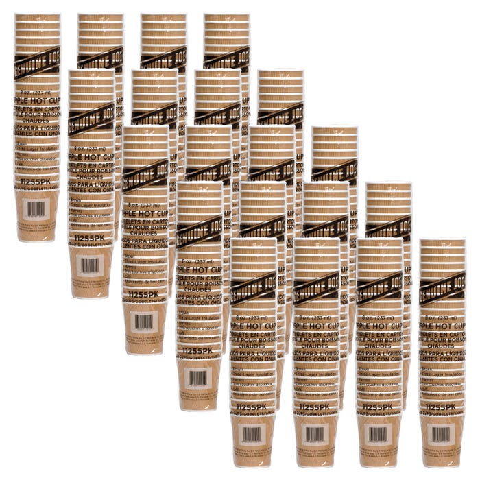 Genuine Joe Rippled Hot Cup, 8 oz, Brown, Pack of 25, Carton of 500