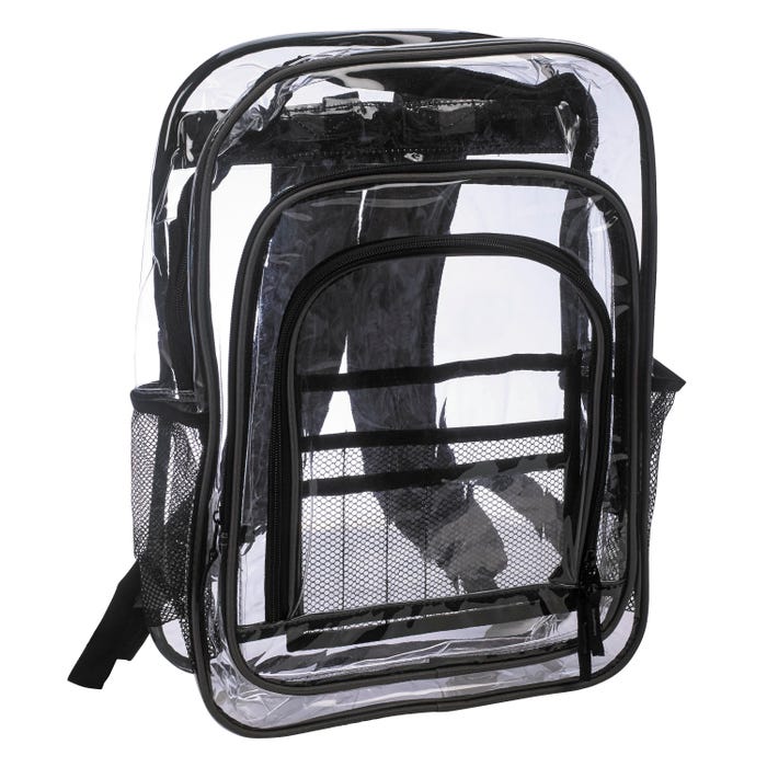 Jumbo Clear See-Through Backpack, Black Trim