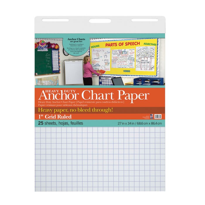 Pacon Anchor Chart Paper, 27 x 34 Inches, Graph Ruled, 25 Sheets, Case of 4