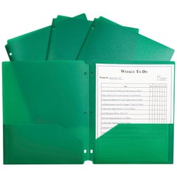 C-Line Heavyweight Two-Pocket Poly Folder, Green, Pack of 25