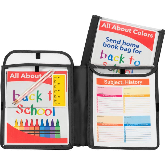 C-Line Homework Connector Folder, 9 x 12 Inches, Black/Clear