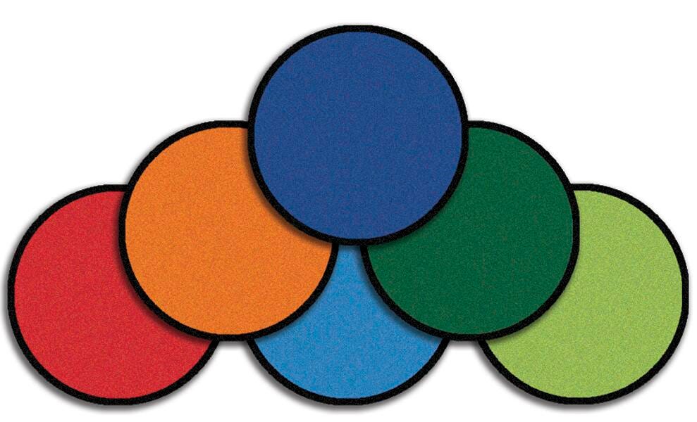 Carpets for Kids KID$Value PLUS Mini Go Seating Carpet, Rounds, 16 Inch Rounds, Set of 12, Multicolored 1544415