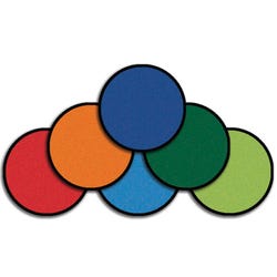 Carpets for Kids KID$Value PLUS Mini Go Seating Carpet, Rounds, 16 Inch Rounds, Set of 12, Multicolored 1544415
