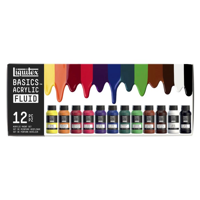 Liquitex Basics Acrylic Fluid - 12 x 118ml Bottle Set
