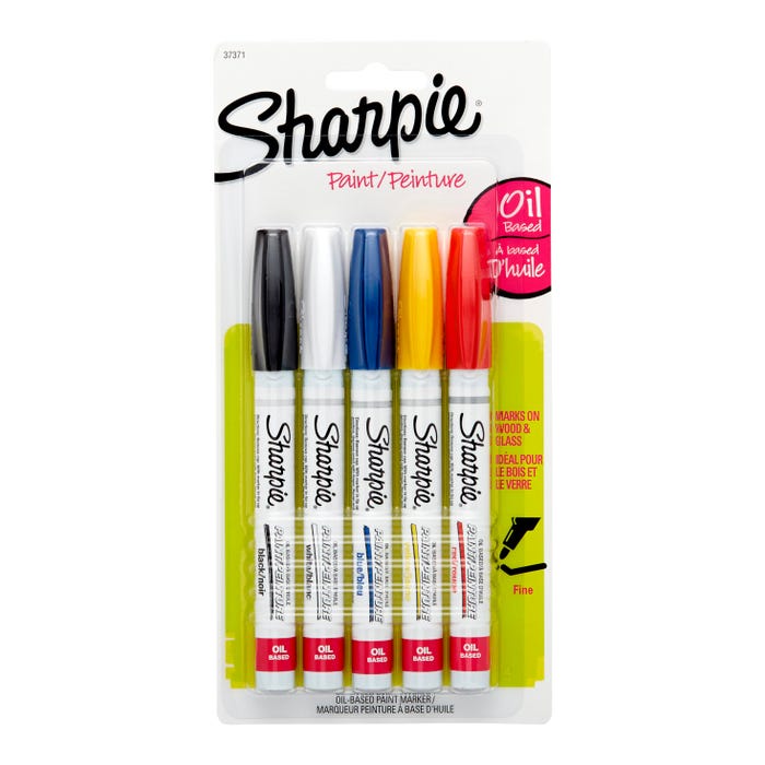 Sharpie Oil-Based Paint Markers, Fine Tip, Assorted Colors, Set of 5