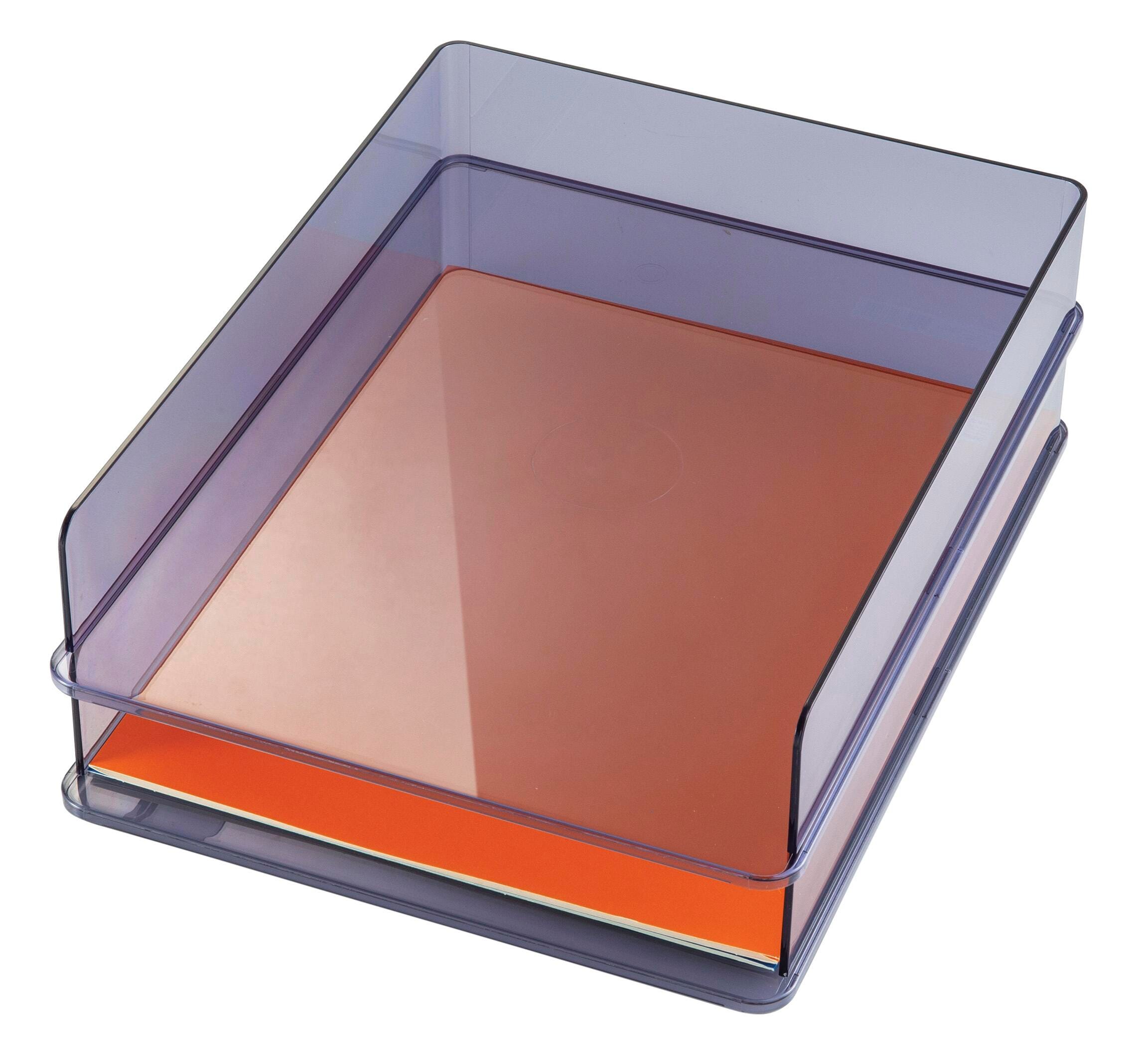 Officemate Stackable Letter Trays, Recycled, Translucent Gray, Pack of 2 2132550