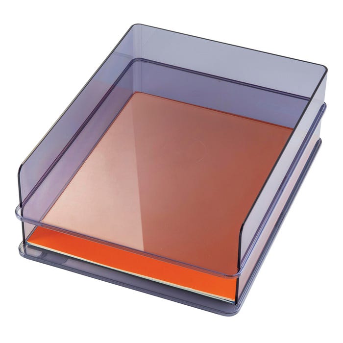 Officemate Recycled Stackable Letter Trays, Translucent Gray, Pack of 2
