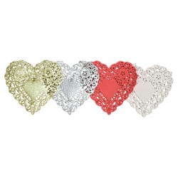 School Smart Paper Die-Cut Heart Lace Doily, 6 Inches, Assorted Color, Pack of 100 085617