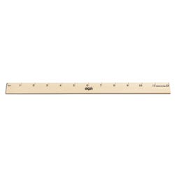 School Smart Wood Ruler, Single Beveled Plain Edge, 12 Inches, Scaled in 1 Inch Increments 081894