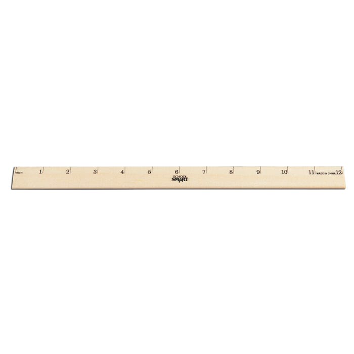 School Smart Wood Ruler, Single Beveled Plain Edge, 12 Inches, Scaled in 1 Inch Increments