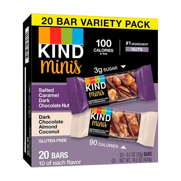 KIND Dark Chocolate Mini Bars Variety, 0.7 Ounce, Box of 20